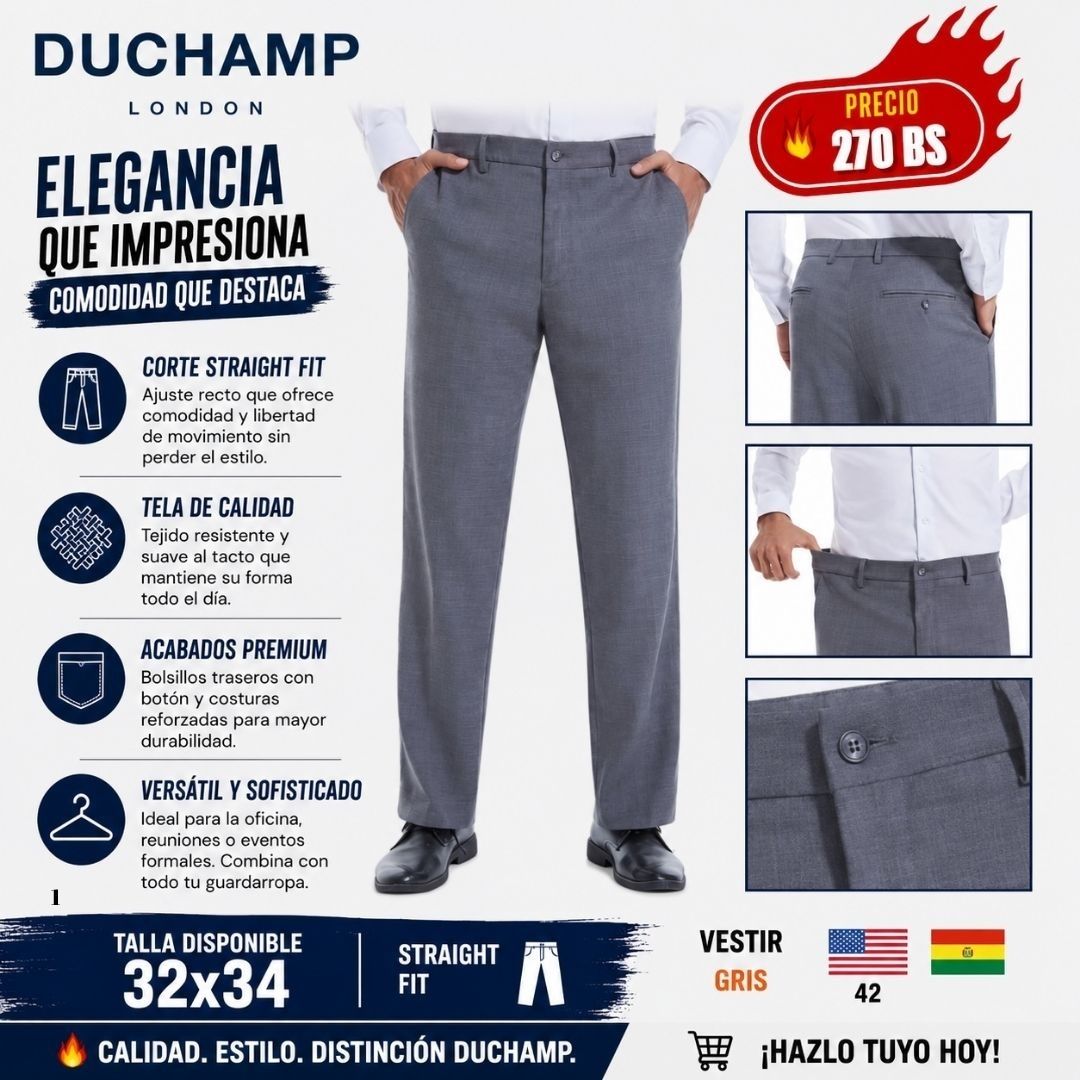 Pantalon de Vestir Duchamp London Straight Fit
