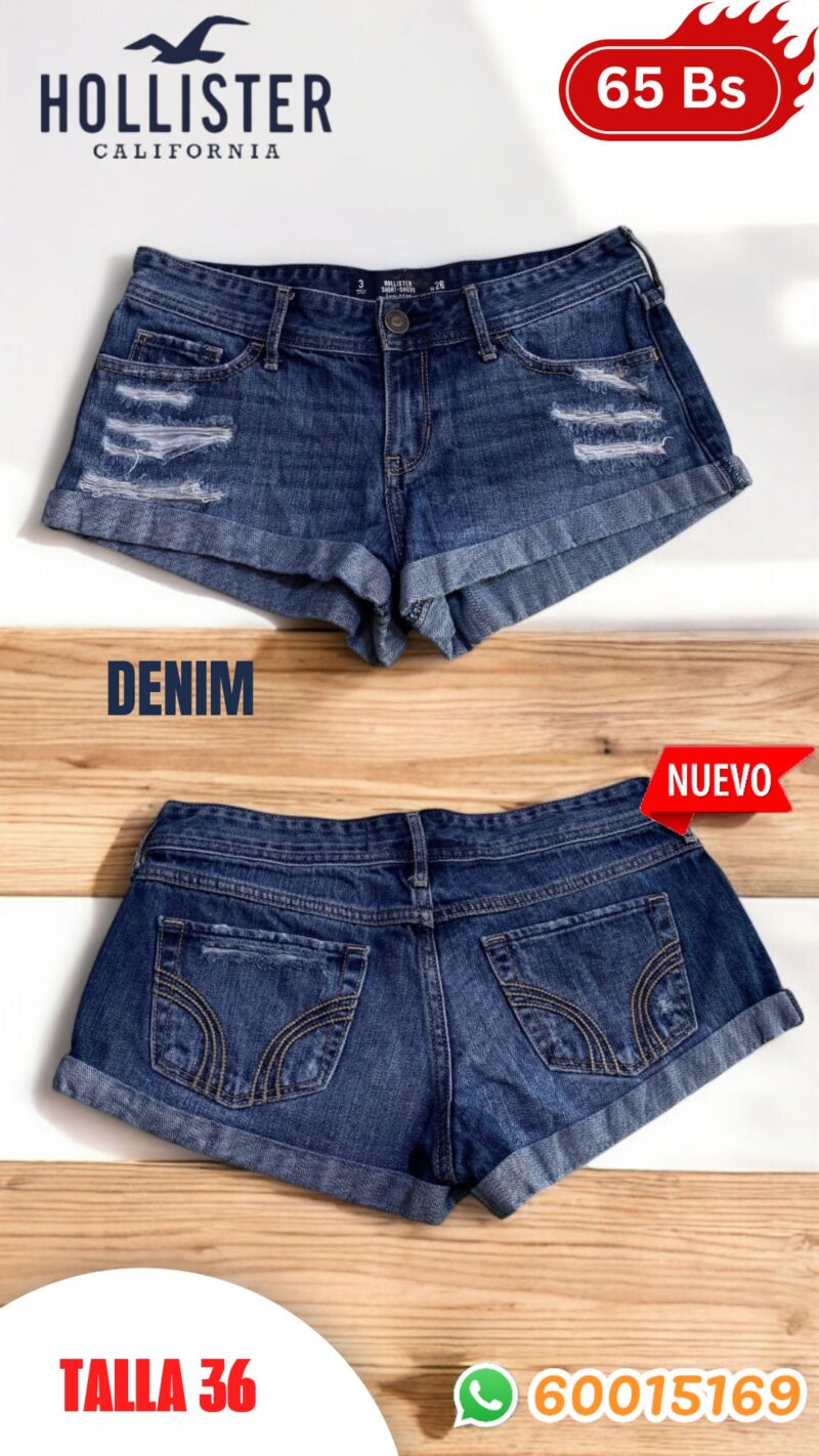 SHORTS JEAN DE MUJER HOLLISTER TALLA 36